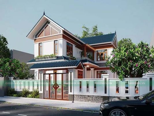Nhà 2 tầng mái Thái phong cách tân cổ điển