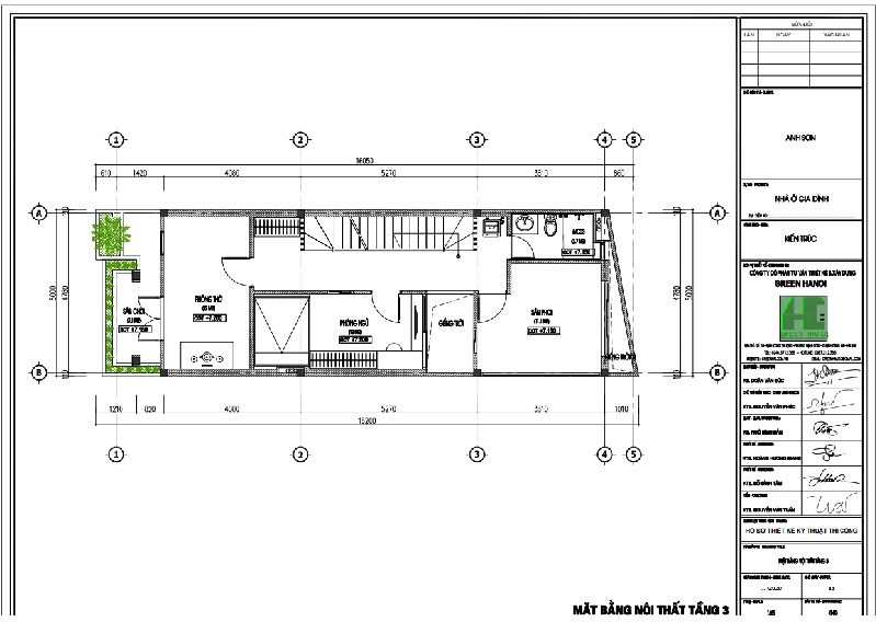 Dự án thiết kế nhà phố tại Gia Lâm - nhà anh Sơn 17 ảnh mặt bằng CAD tầng 3