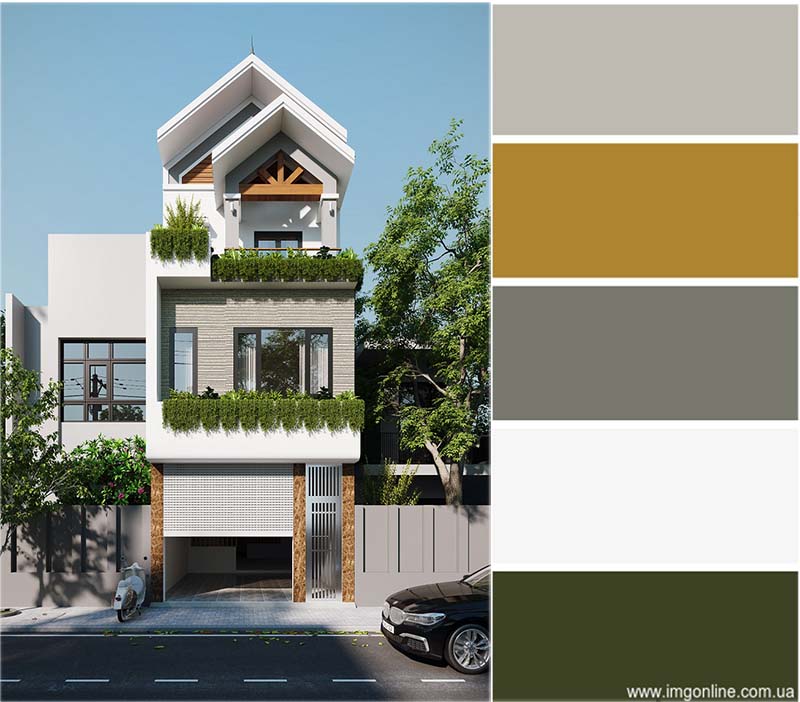Dự án thiết kế nhà phố tại Gia Lâm - nhà anh Sơn 11 ảnh phân tích màu nhà anh Sơn