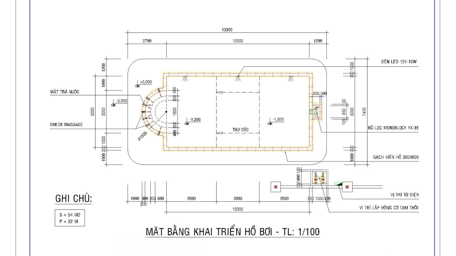 Bản vẽ thiết kế hồ bơi gia đình