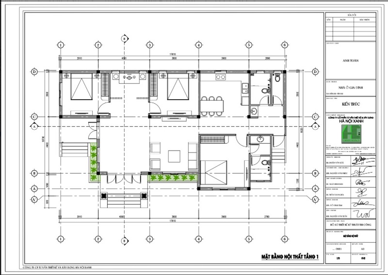 Ảnh mặt bằng CAD nội thất nhà cấp 4 mái thái nhà anh Toàn ở Yên Bái