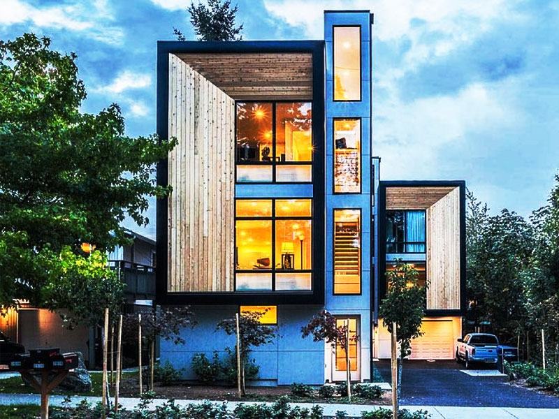 Nhà lắp ghép 2 tầng bằng gỗ tạo hiệu ứng 3D
