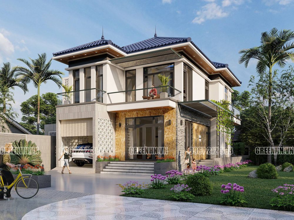 Nhà vườn mái Nhật 2 tầng