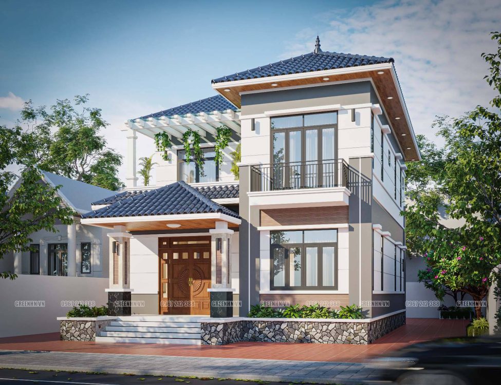 Mẫu thiết kế biệt thự 2 tầng mái Thái