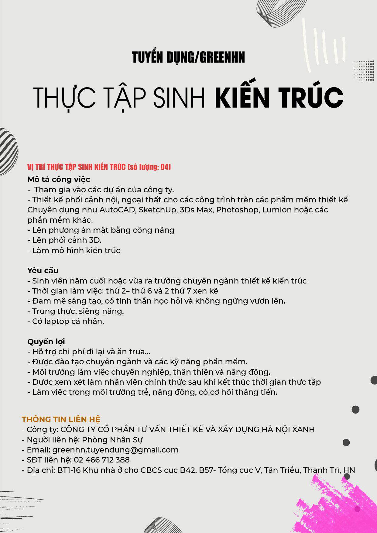 thực tập sinh kiến trúc