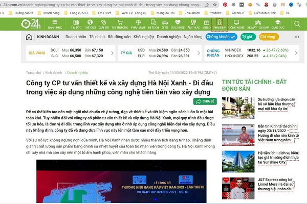 Báo Điện Tử 24h nói về GREENHN
