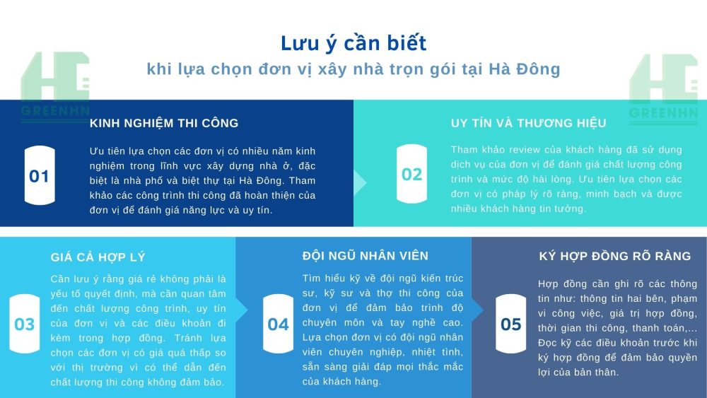 Lưu ý khi chọn đơn vị xây nhà trọn gói tại Hà Đông