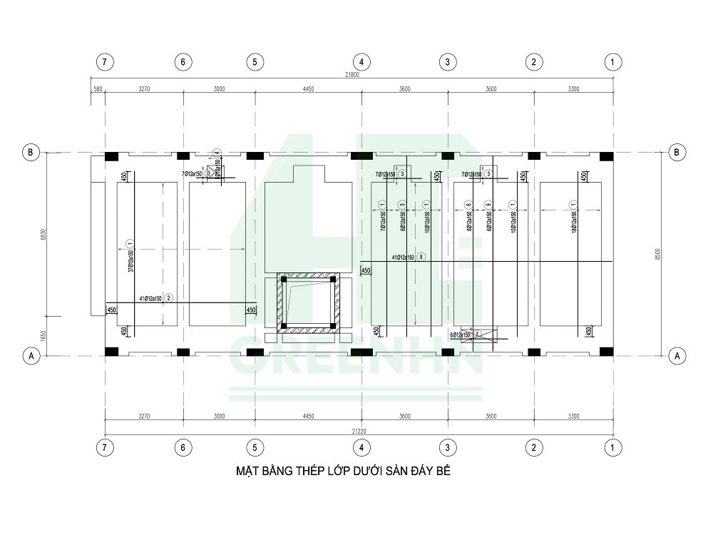 Mặt bằng thép lớp dưới sàn