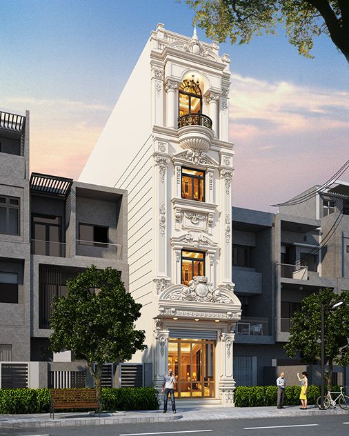 Nhà phố cổ điển 4 tầng đẹp