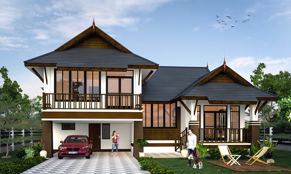 Biệt sự sân vườn 2 tầng mái Thái
