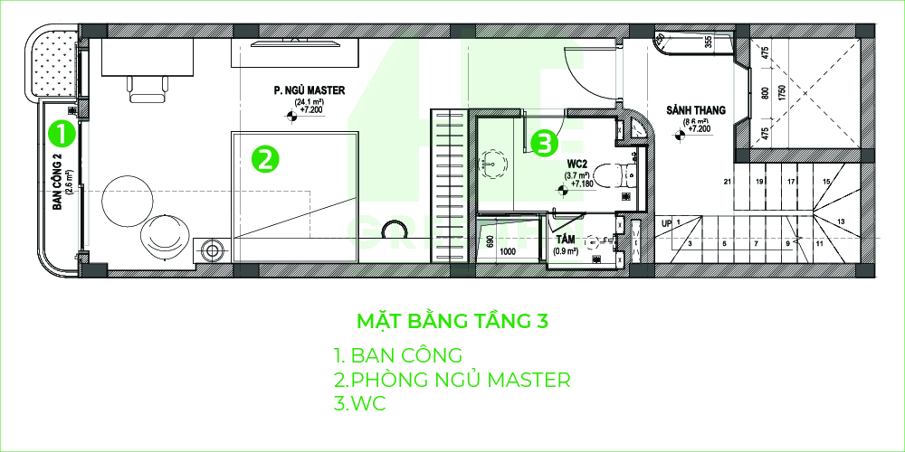 Mặt bằng tầng 3 anh Nam - Dương Nội