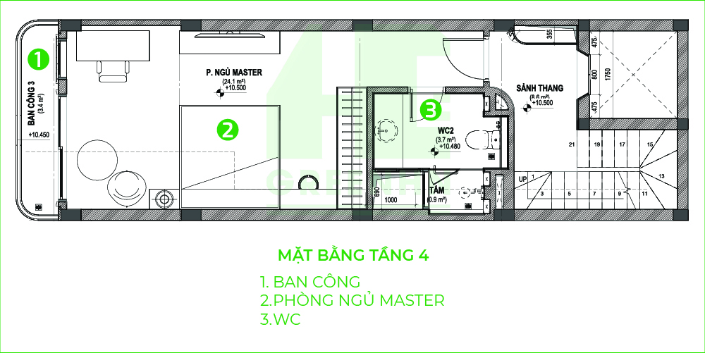 Mặt bằng tầng 4 anh Nam - Dương Nội