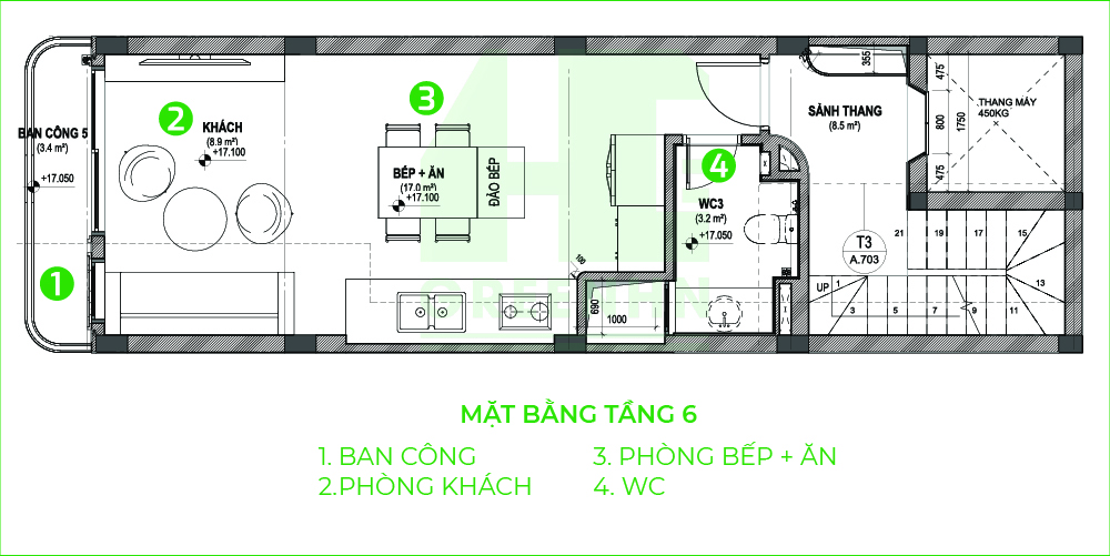 Mặt bằng tầng 6 anh Nam - Dương Nội