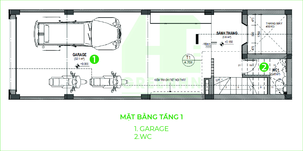 Mặt bằng tầng 1 anh Nam - Dương Nội