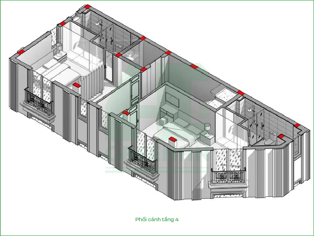 Phối cảnh tầng 4 anh Huy Hoài Đức
