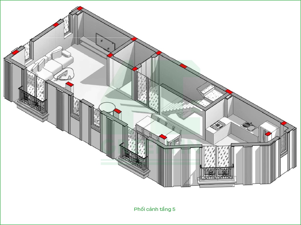 Phối cảnh tầng 5 anh Huy Hoài Đức