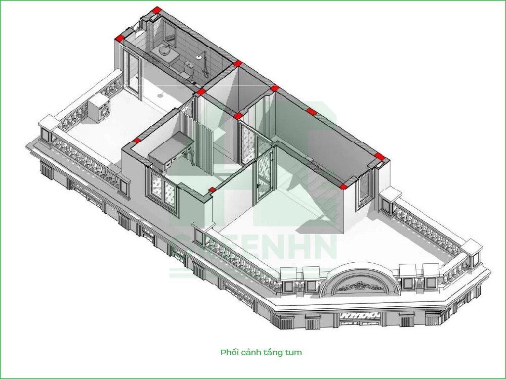 Phối cảnh tầng tum anh Huy Hoài Đức