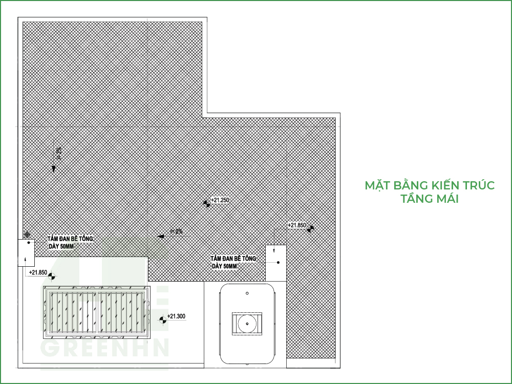 Mặt bằng kiến trúc tầng mái anh Tiến Hải Dương