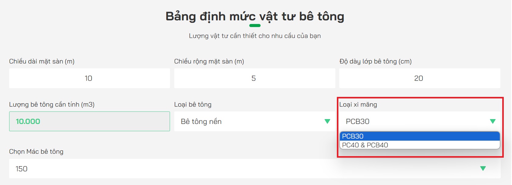 Chọn loại xi măng