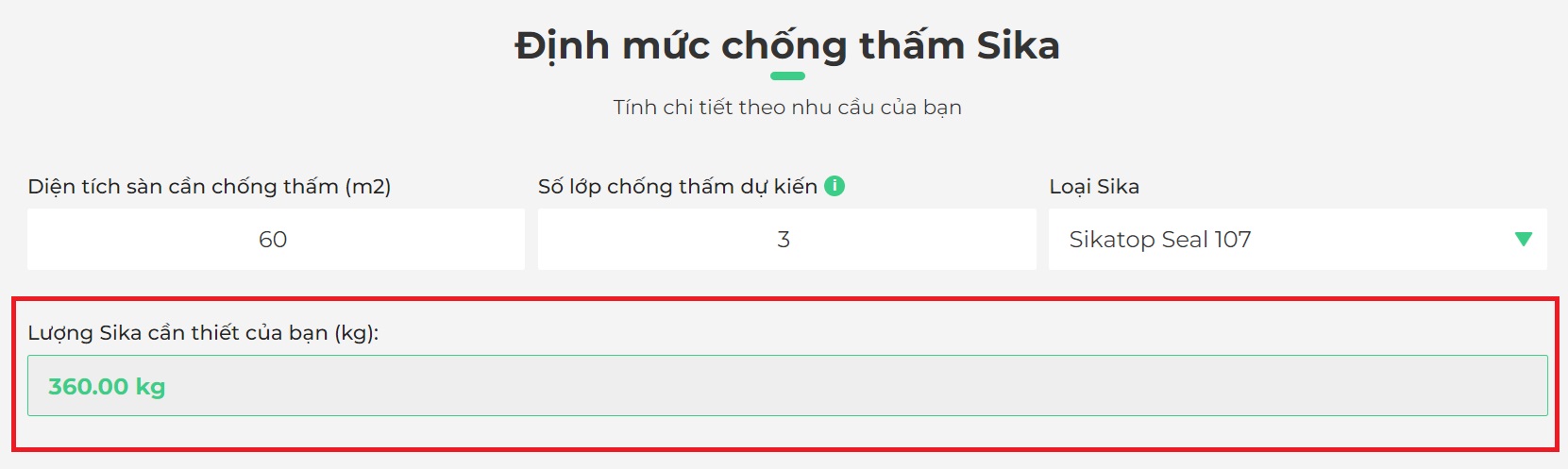Dự toán vật liệu chống thấm