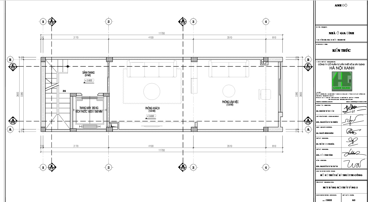 Bản vẽ thiết kế nhà 5 tầng có thang máy