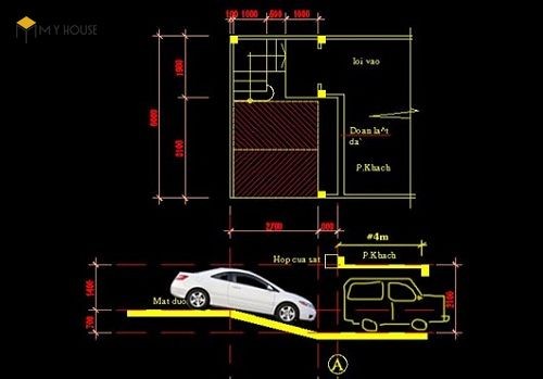 Bản vẽ thiết kế nhà có hầm chìm