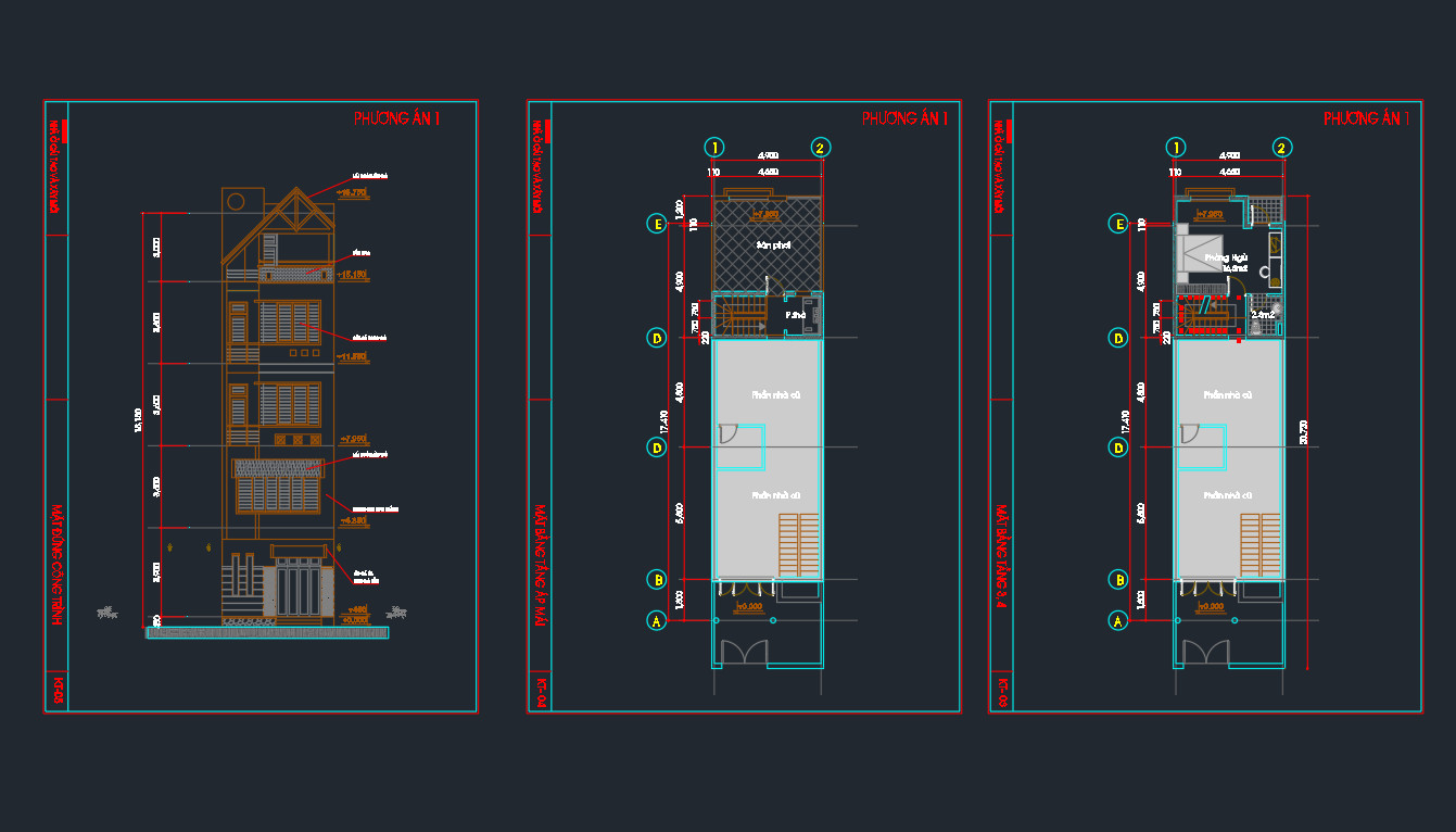 File cad bản vẽ mẫu nhà phố 5 tầng