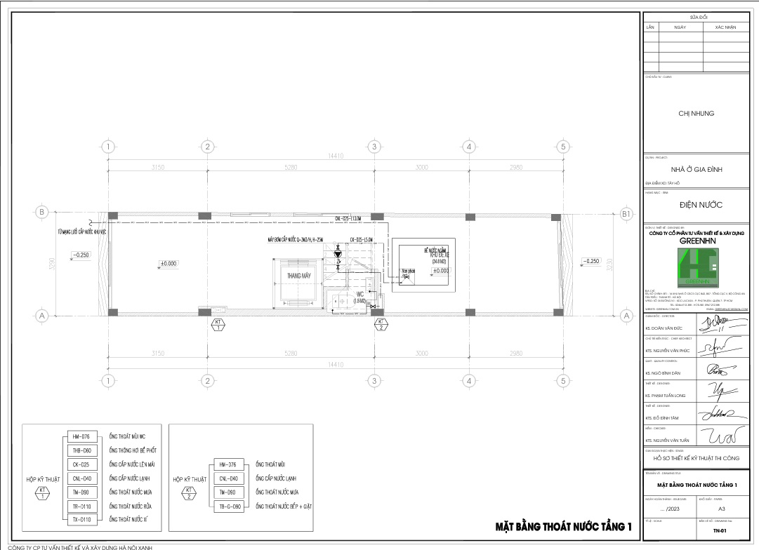 Mẫu bản vẽ thiết kế phần nước nhà phố 5 tầng
