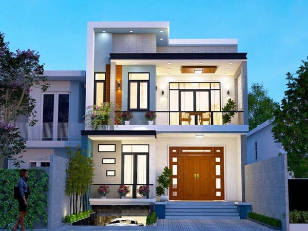 Mẫu nhà có tầng hầm chìm 2 tầng mái bằng