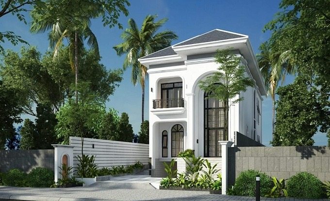 Nhà phố có hầm chìm tân cổ điển