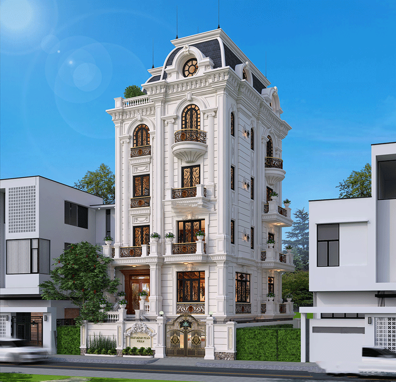 Mẫu nhà 5 tầng kiểu Pháp