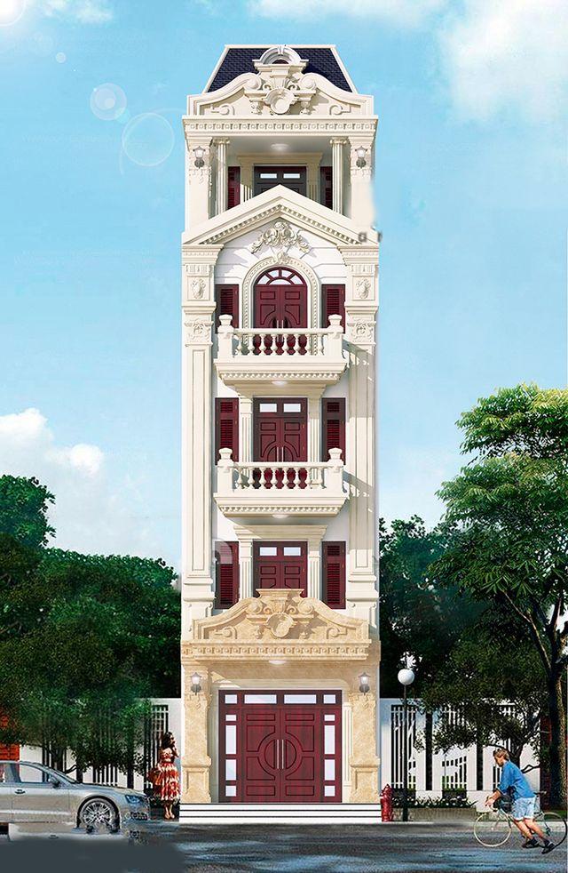 Thiết kế nhà 5 tầng đẹp kiểu Pháp