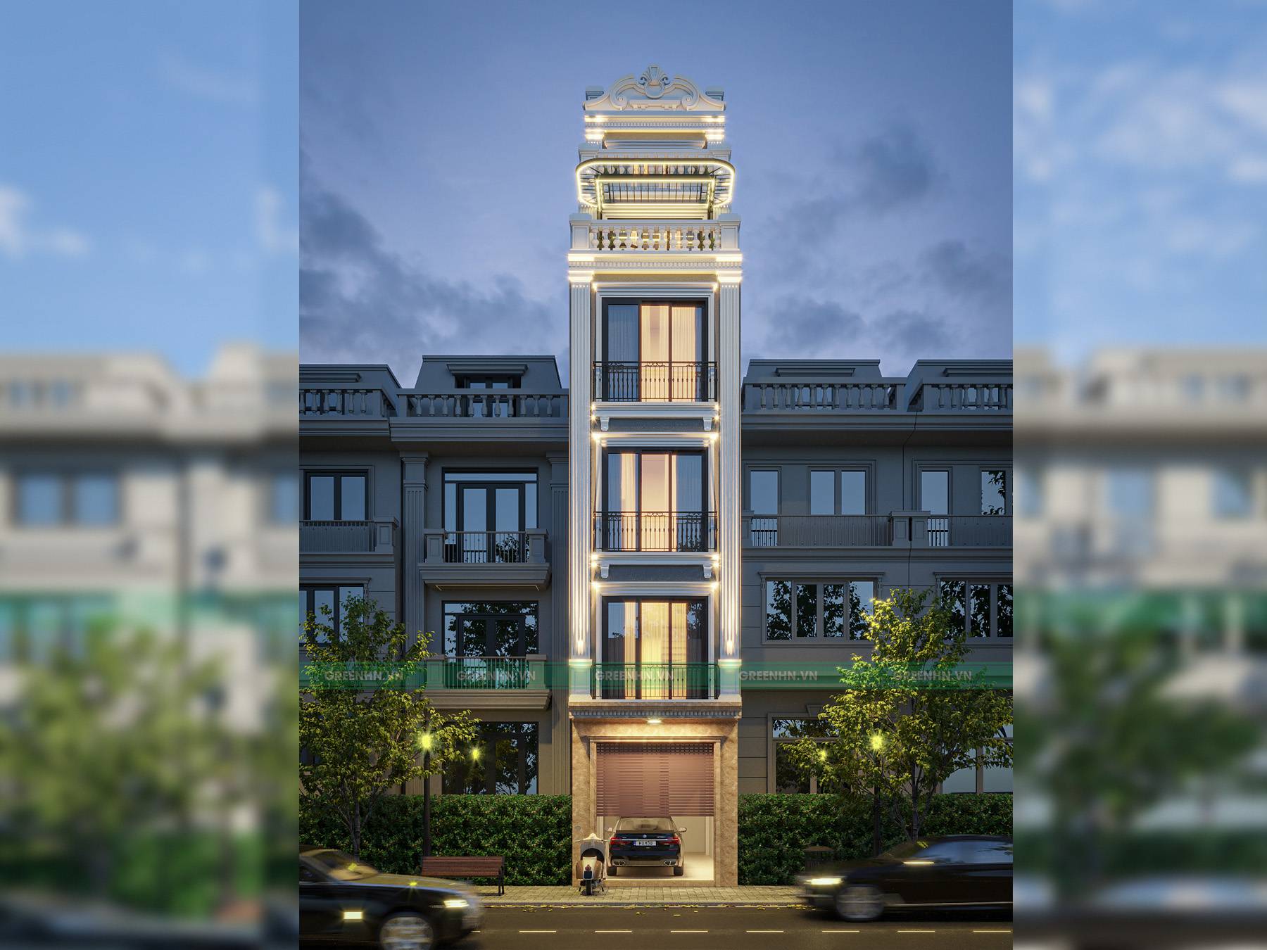 Thiết kế nhà 5 tầng hiện đại