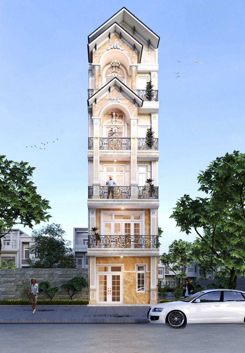 Thiết kế nhà 5 tầng mái Thái
