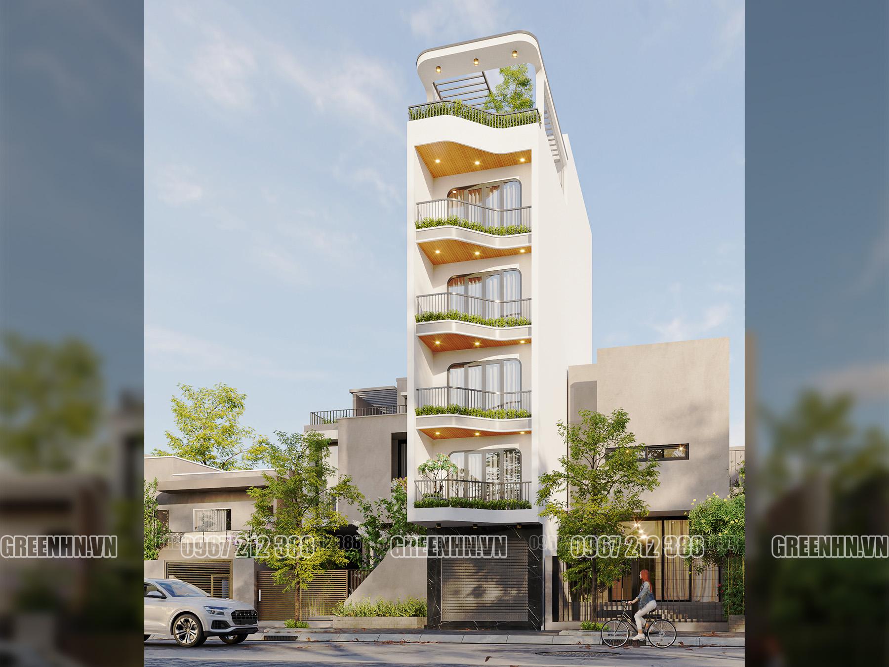 Thiết kế nhà phố 5 tầng có thang máy