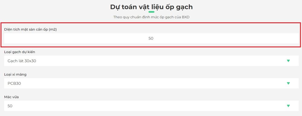 Diện tích cần ốp lát gạch