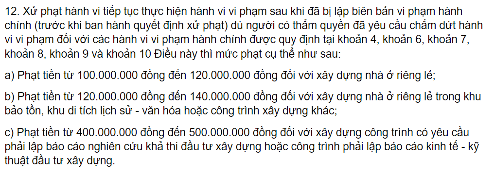 Xử phạt vi phạm chỉ giới xây dựng