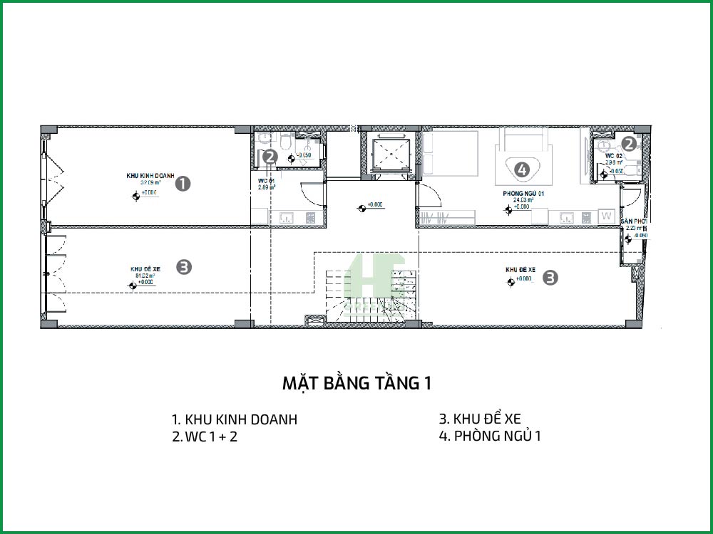 Mặt bằng công năng nhà anh Sơn - Vạn Phúc