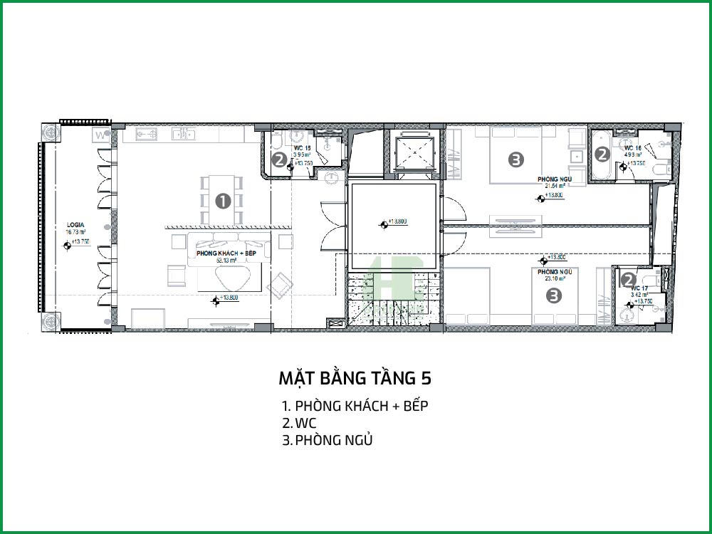 Mặt bằng công năng nhà anh Sơn - Vạn Phúc