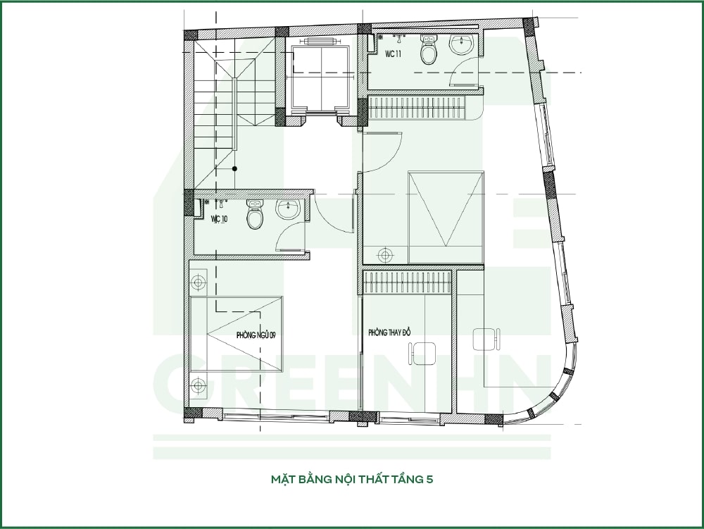 Mặt bằng tầng 5 anh Dũng - Khương Trung