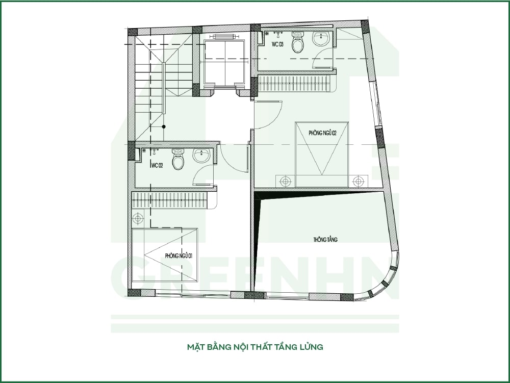 Mặt bằng tầng lửng anh Dũng - Khương Trung