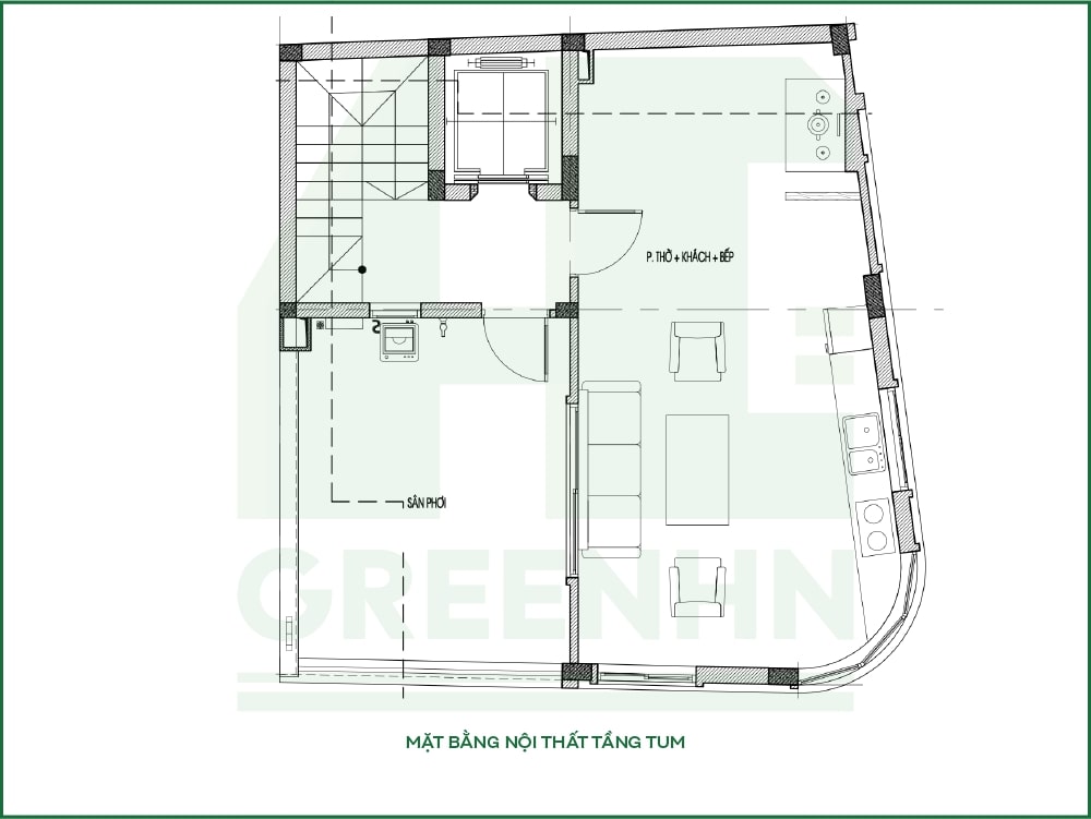 Mặt bằng tầng tum anh Dũng - Khương Trung