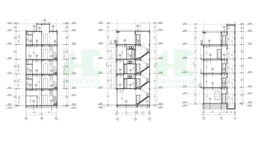Mặt cắt đứng thiết kế chung cư mini cho thuê