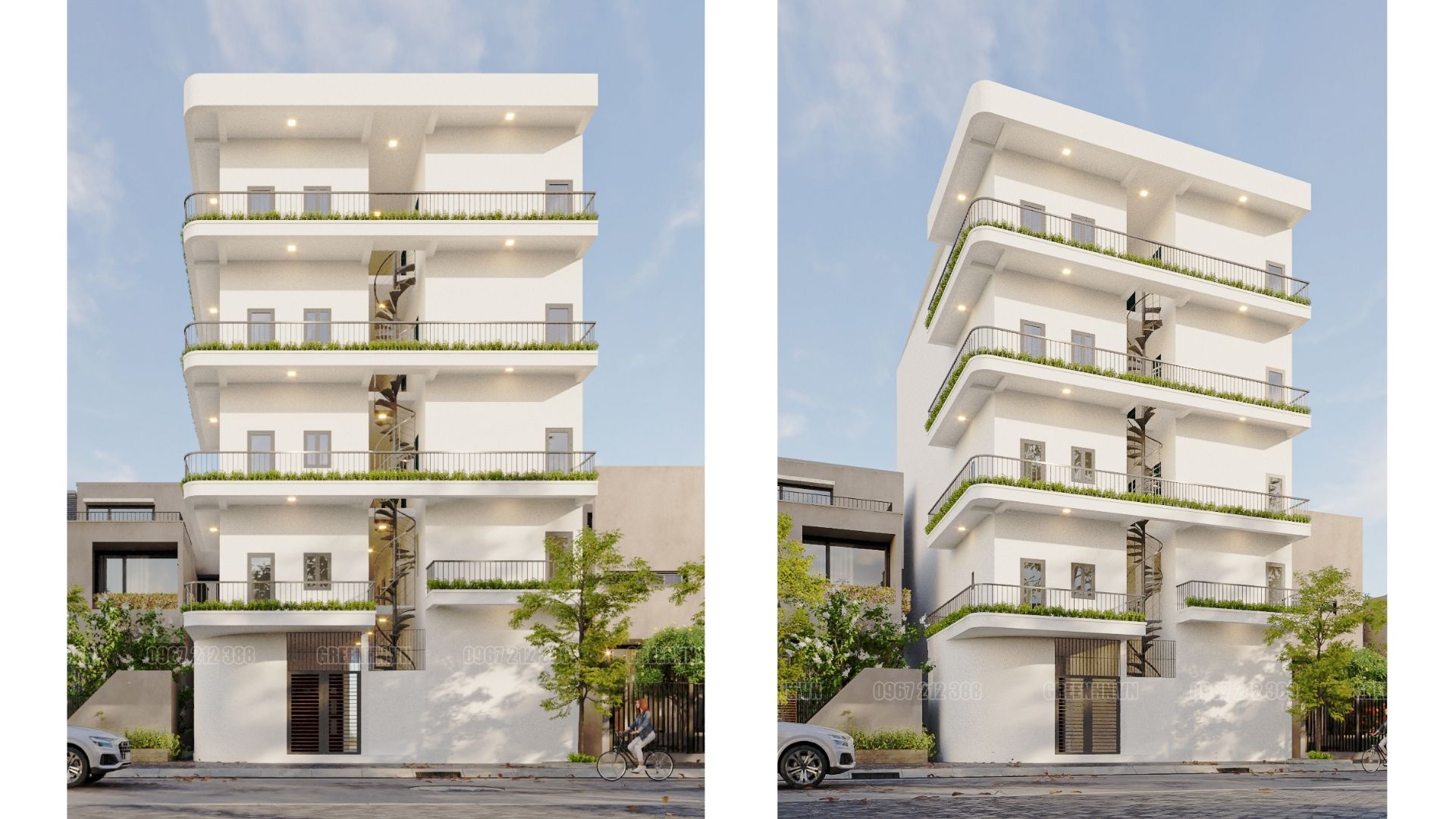 Phối cảnh thiết kế chung cư mini cho thuê 5 tầng 100m2