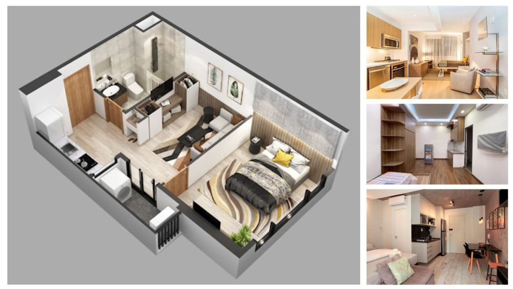 Thiết kế nội thất căn hộ chung cư 50m2 1 phòng ngủ
