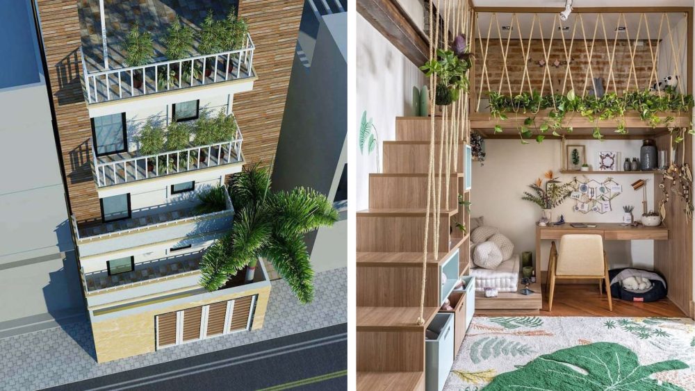 Không gian xanh trong thiết kế nhà cho thuê 50m2