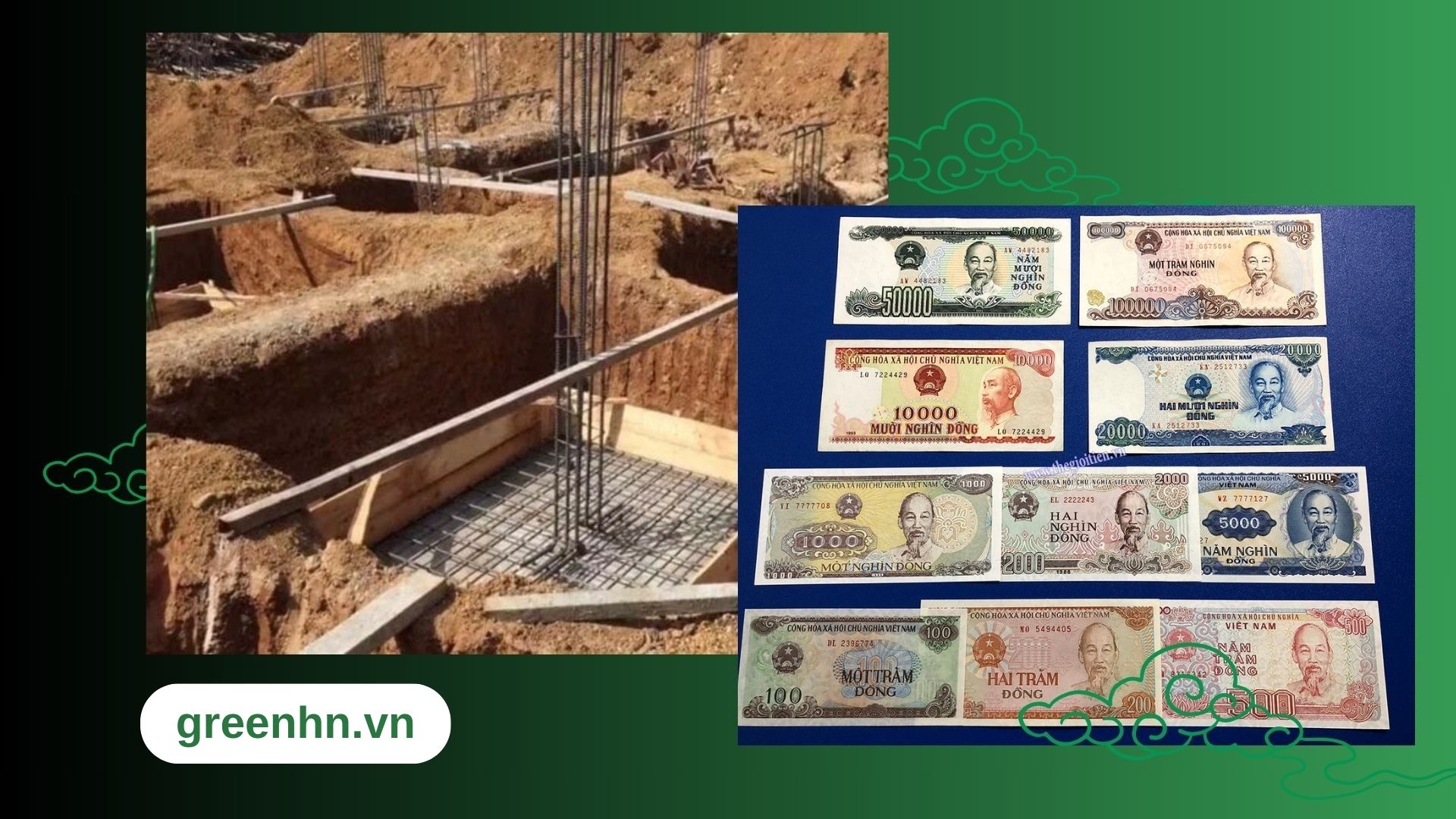 Chôn tiền giấy dưới móng nhà