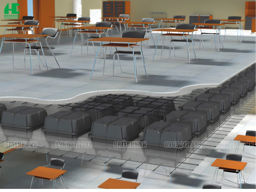Thi công sàn vượt nhịp cho các công trinh công cộng như trường học, bệnh viện