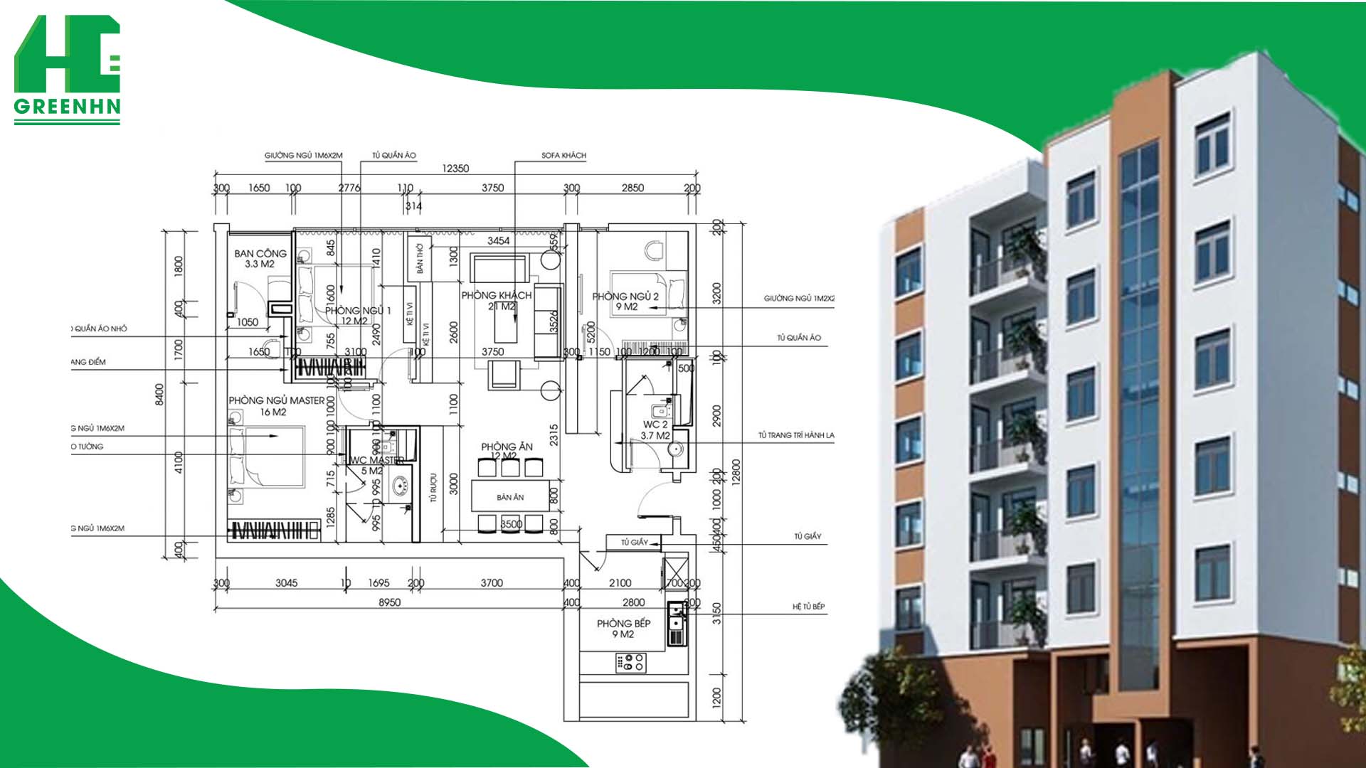 Bản vẽ thiết kế chung cư mini 100m2