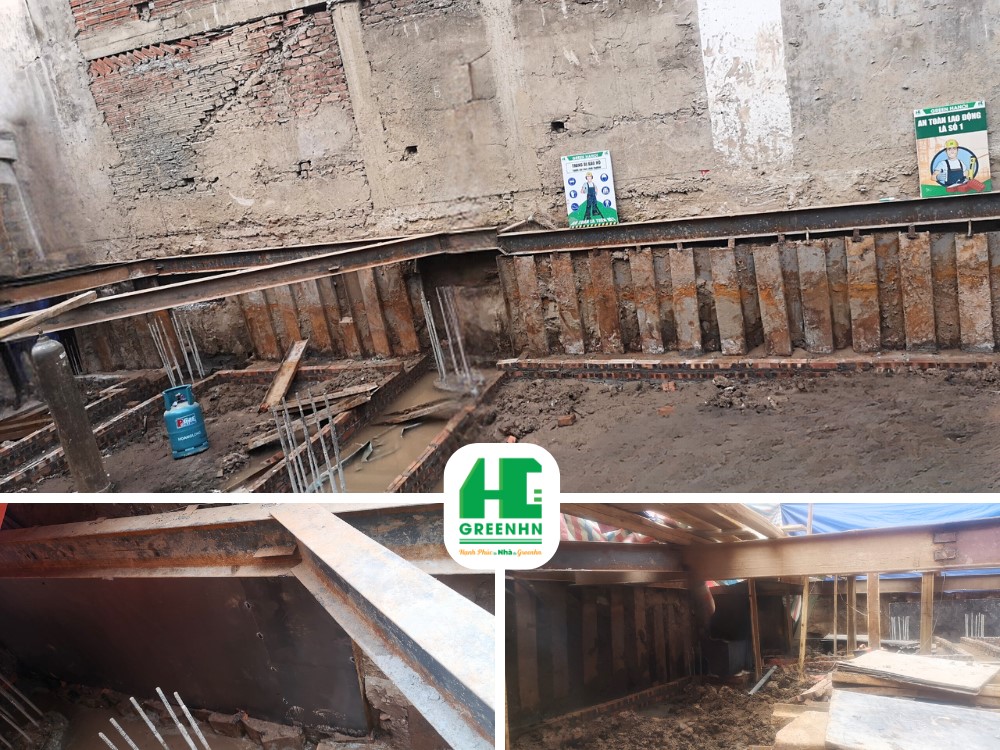 Hình ảnh hệ thống chống văng cừ chắn chống xụt lún, nghiêng GreenHN